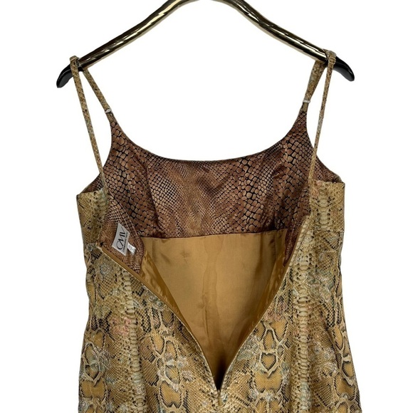 VINTAGE 90S SNAKESKIN SPAGHETTI STRAP EMPIRE SHEATH MINI DRESS CARMEN MARC VALVO - Picture 9 of 16